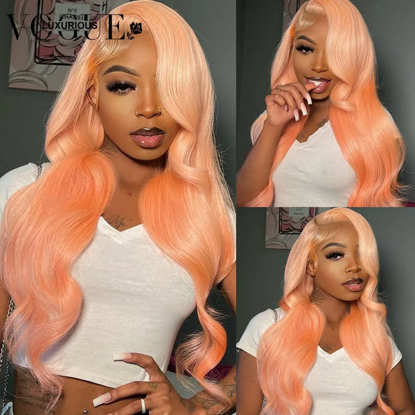 Trendy Light Orange Brazilian Virgin Human Hair  Lace Front Wig