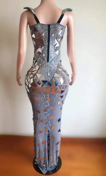 Trendy Sequin Rhinestone Patchwork Formal Dress