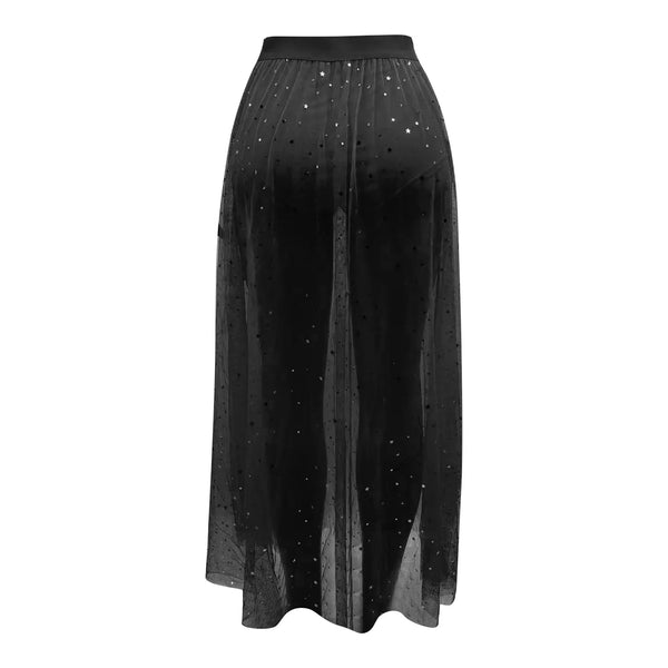 Trendy Mesh High Waist Maxi Skirt