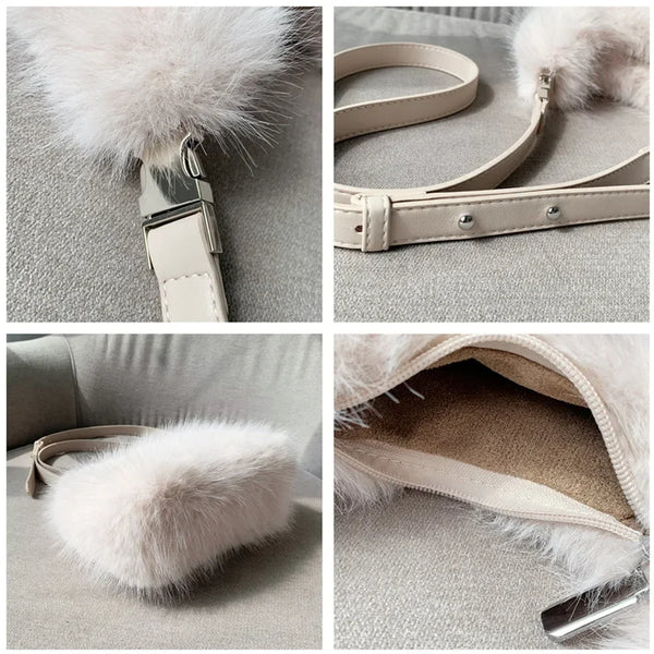 Trendy Faux Fur Plush Clutch Crossbody Handbag