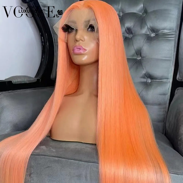 Trendy Light Orange Brazilian Virgin Human Hair  Lace Front Wig