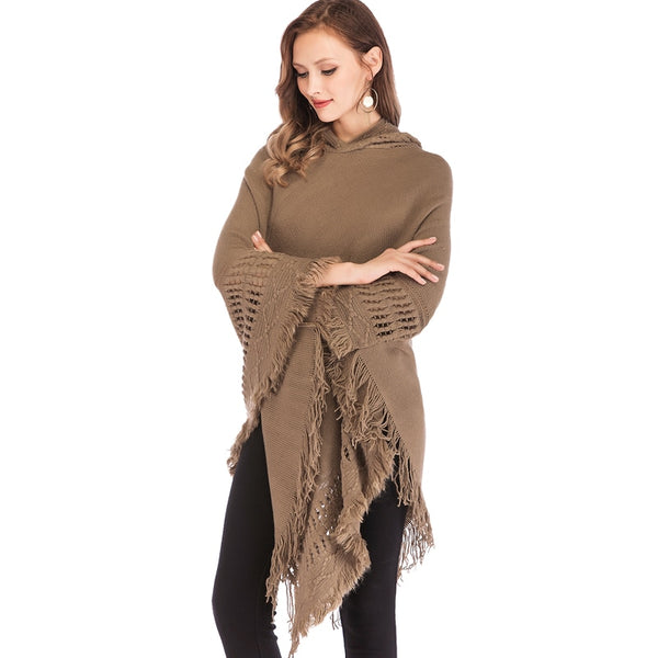 Trendy Casual Poncho Knitted Sweater