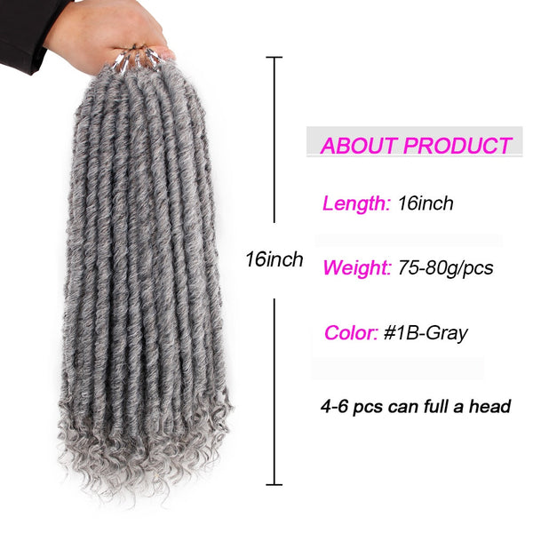 Trendy Grey Crochet Goddess Faux Locs With Curly Ends