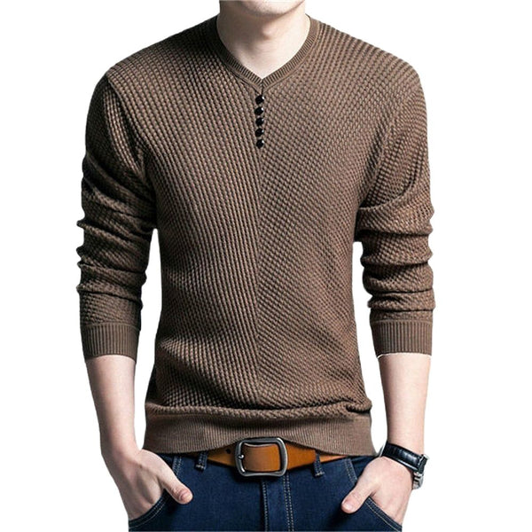 Trendy Men V Neck Casual Long Sleeve Sweater