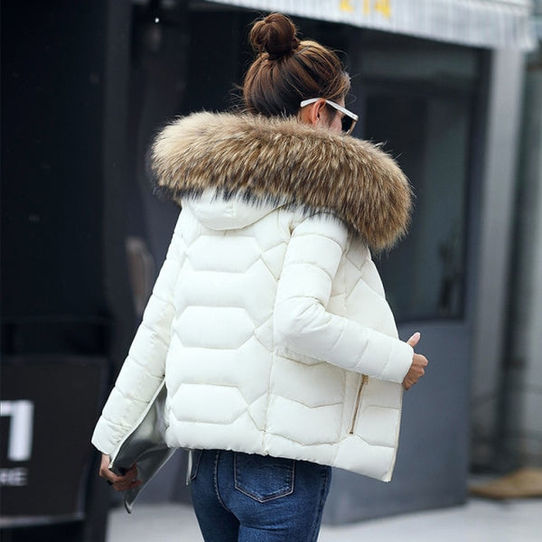 Trendy Faux Fur Hooded Puffy Coat