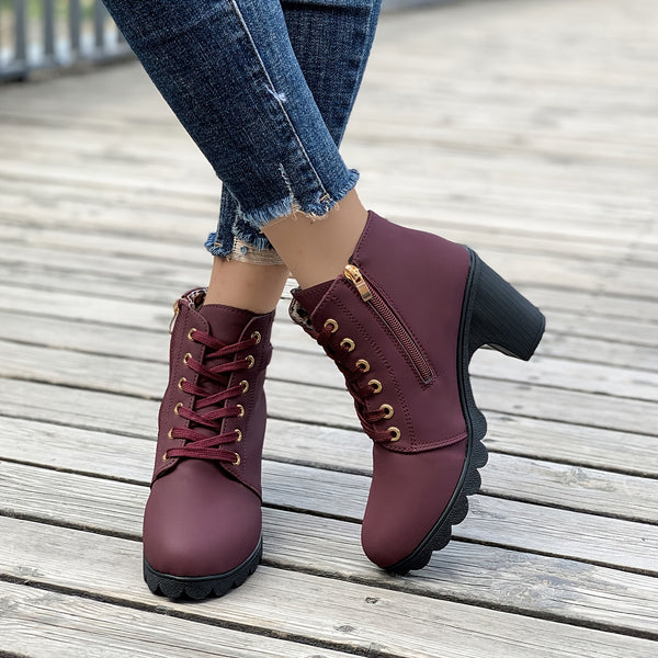 Trendy Faux Suede Chunky Boot Heels