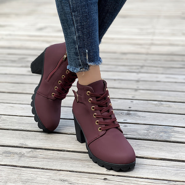 Trendy Faux Suede Chunky Boot Heels