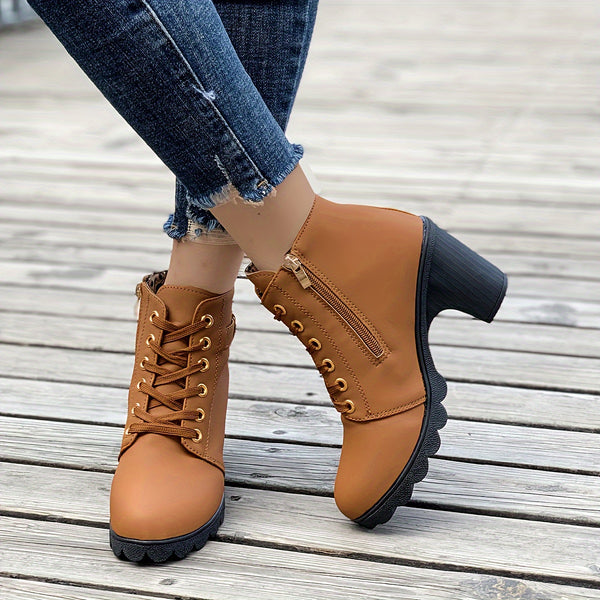 Trendy Faux Suede Chunky Boot Heels