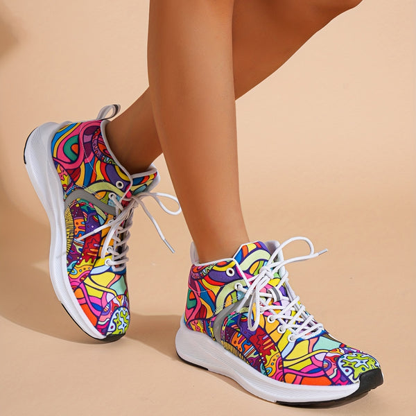 Trendy Hand Painted Cartoon Reflective Sneakers