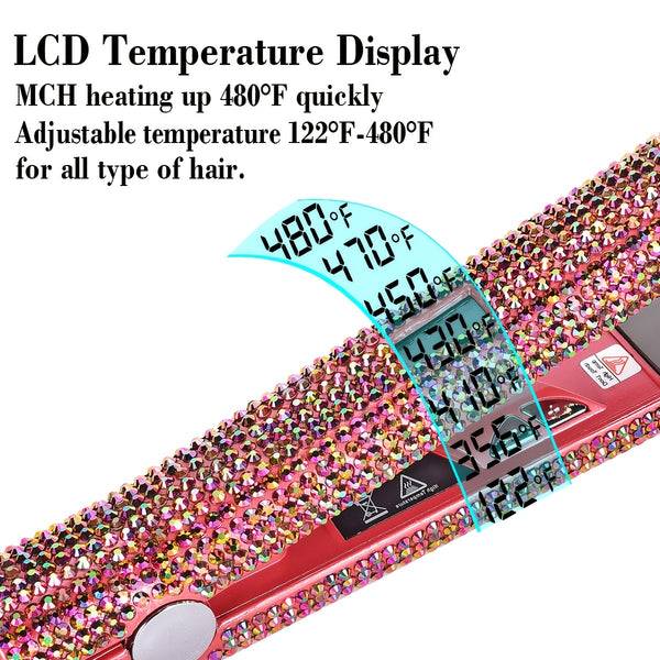 Trendy Glitter Design  2 -in-1 Hair Curler Flat Irion