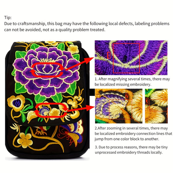 Trendy Embroidered Messenger Handbag