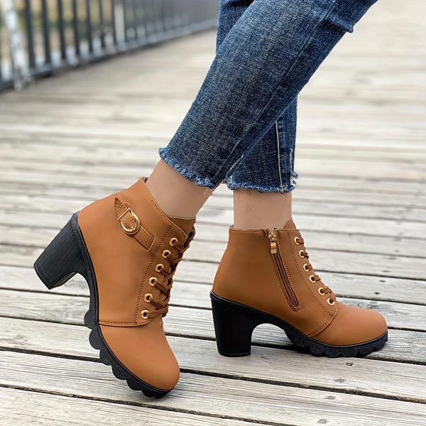 Trendy Faux Suede Chunky Boot Heels