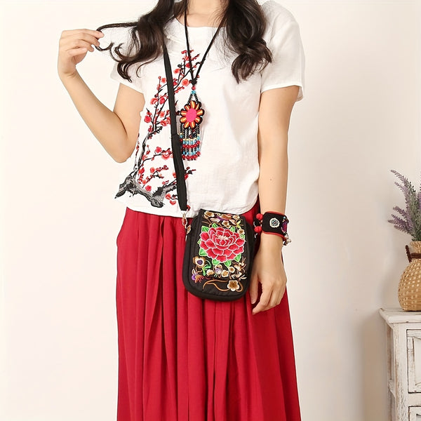 Trendy Embroidered Messenger Handbag