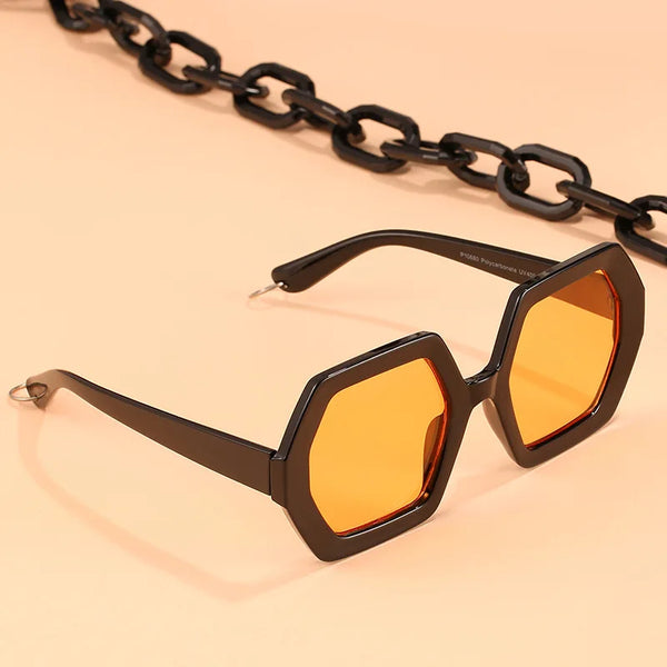 Trendy Oversized Square Chain UV400 Sunglasses