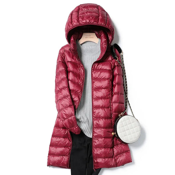 Trendy Puffer Long Jacket With Detachable Hood