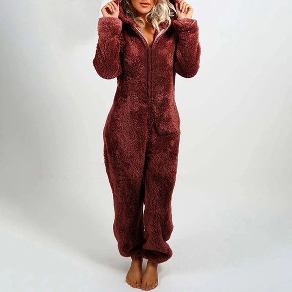 Trendy Plush Jumpsuit Pajamas Long-Sleeve