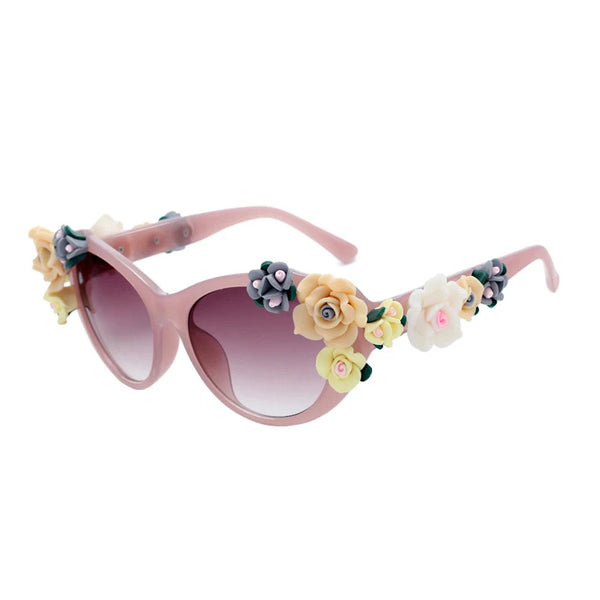 Charming Flower Fashion Cat Eye Sunglasses Women Oculos Vintage Cat Eyes Glasses Brand Designer Men Eyeglasses Shades UV400 O259