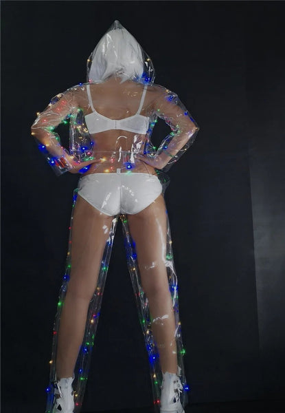 Trendy Christmas LED Light Up Crop Top And Bottom Set