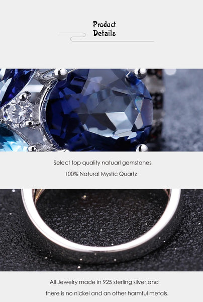 GEM'S BALLET Natural Mystic Quartz Topaz Rings Fine Jewelry 925 Sterling Silver Gemstone Candy Ring for Women Bijoux