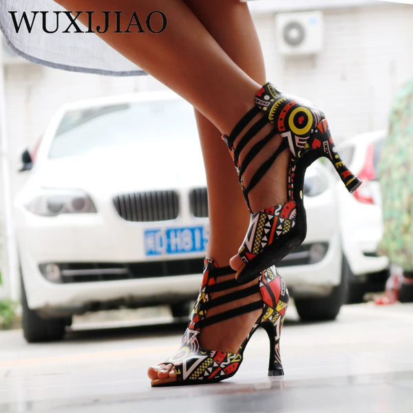Trendy Geometric Salsa Dance Inspired Heels
