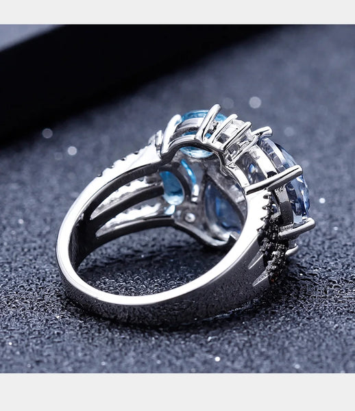 GEM'S BALLET Natural Mystic Quartz Topaz Rings Fine Jewelry 925 Sterling Silver Gemstone Candy Ring for Women Bijoux