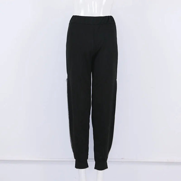 Trendy High Split Casual Black Pants