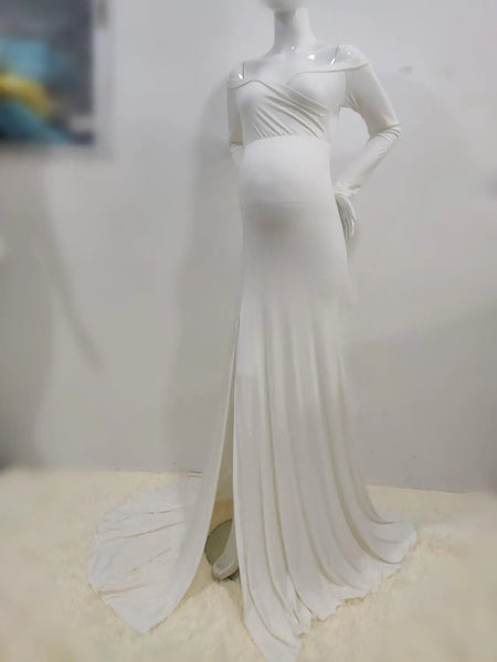 Trendy Maternity Maxi Shoulderless Dress