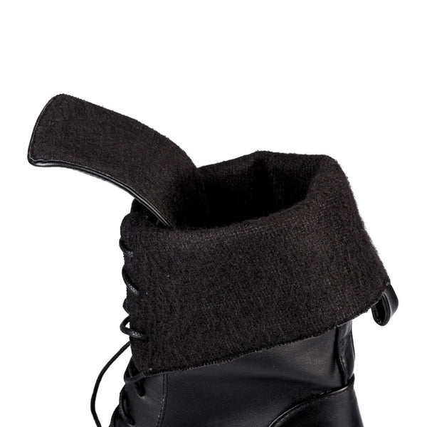 Trendy Mid Calf Lace Up Thick Sole Boots