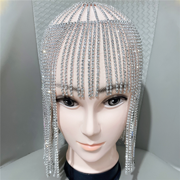 Trendy Full Rhinestone Tassel Wig