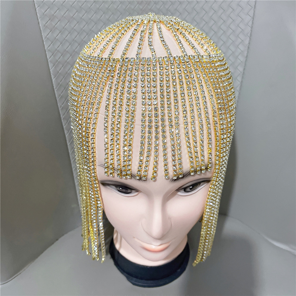 Trendy Full Rhinestone Tassel Wig