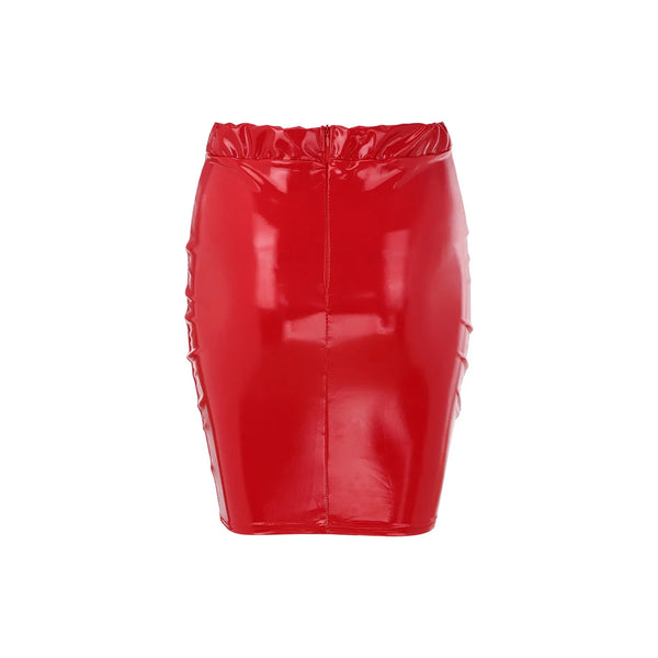 Trendy Faux Leather High Waist Skirt