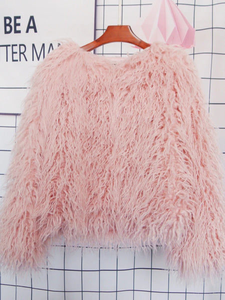 Trendy Faux Fur Shaggy Fluffy Coat