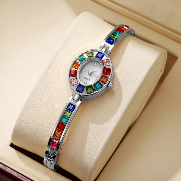 Trendy Rhinestone Silver Band Bracelet Watch