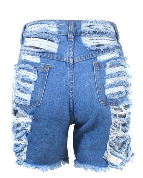 Trendy Ripped Hollow Out Denim Shorts