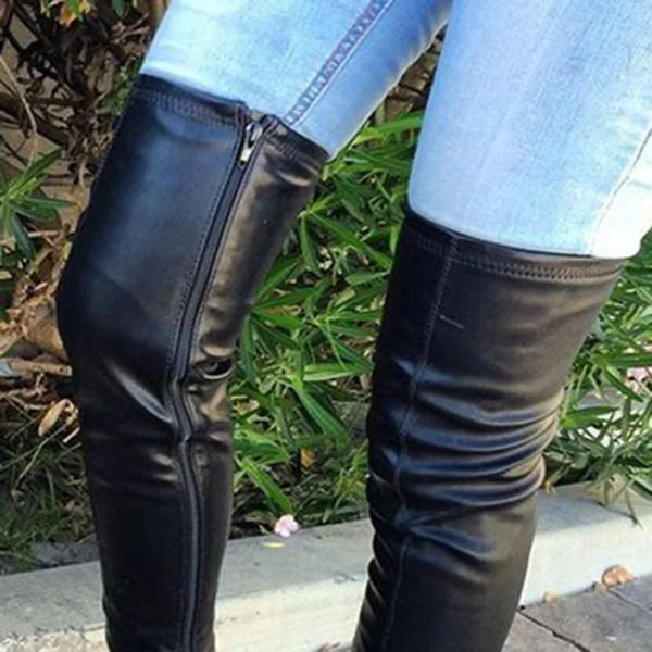 Trendy Knee Length Square Heel Round Toe Boots