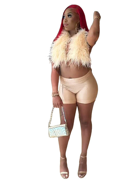 Trendy Two Piece Patchwork Faux Fur Vest