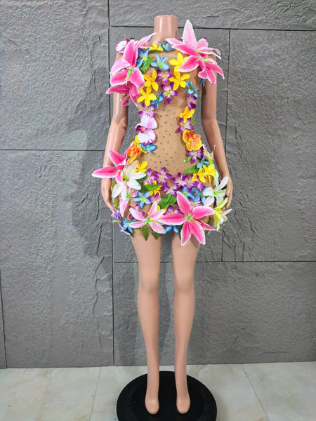 Trendy Floral Banquet Party Dress