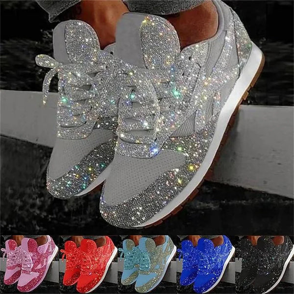 Trendy Glitter Mesh Platform Sneakers