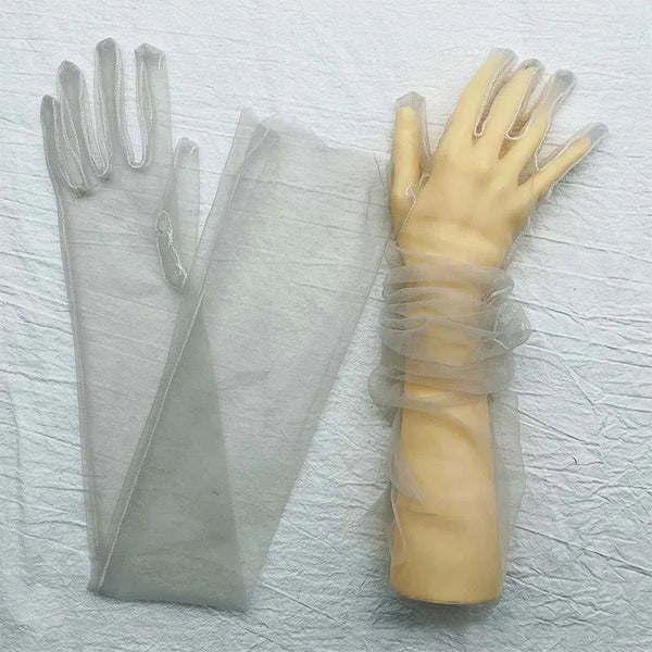 Trendy Transparent Ultra Thin Long Dress Gloves