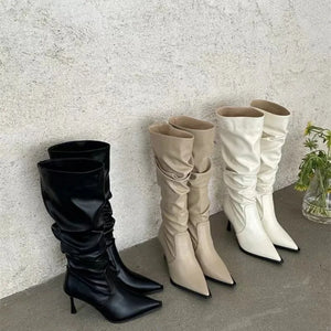 Trendy Knee High Pointed Toe Boots