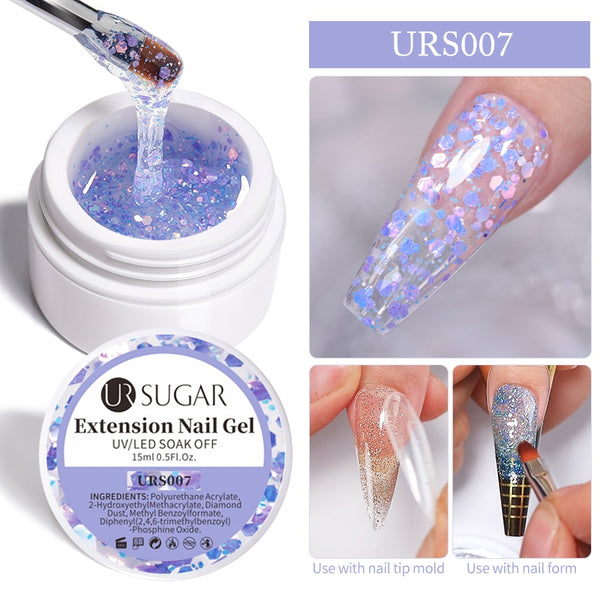 UR SUGAR Milky White Clear Pink Color 15ml Jelly Extension Nail Gel Polish Soak Off UV LED Gel Varnish Manicure Tips Tools