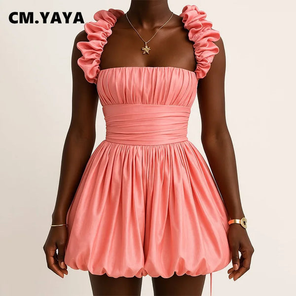 Trendy Ruffle Halter Swing Ball Party Dress