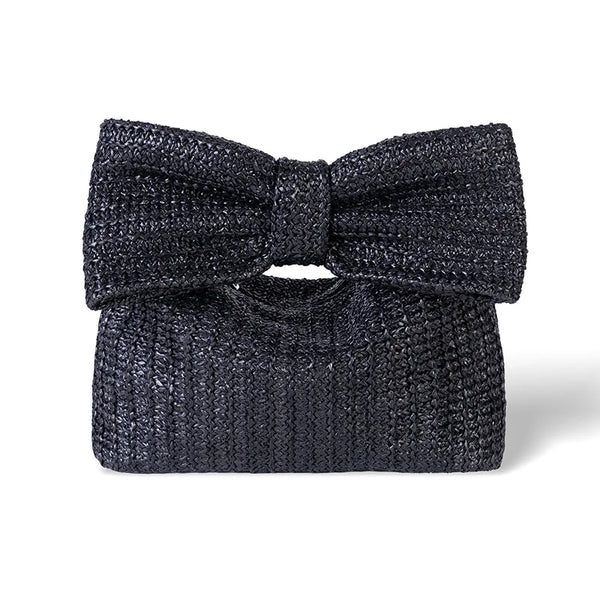 Trendy Straw Clutch Bow Purse