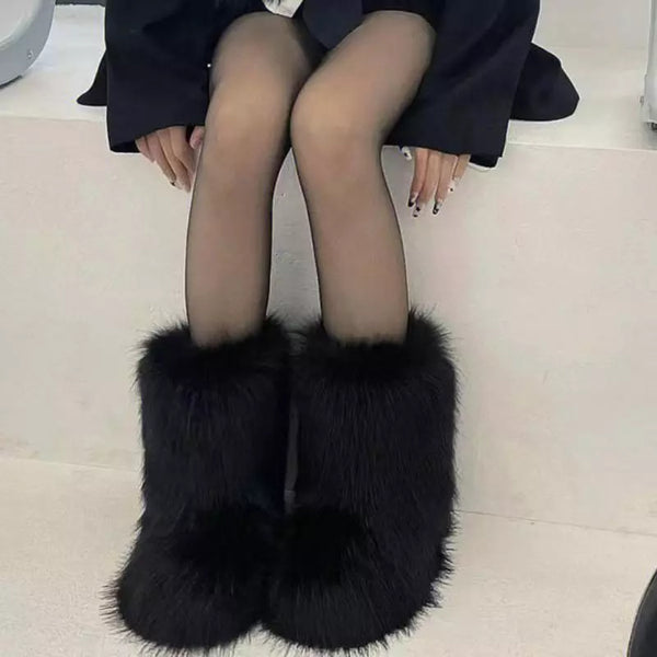 Trendy Faux Furry Fur Plush Boots