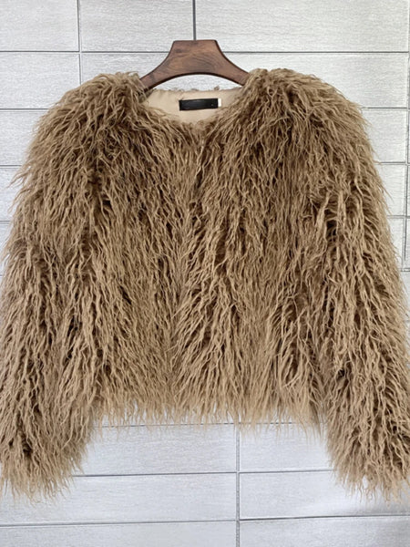 Trendy Faux Fur Shaggy Fluffy Coat