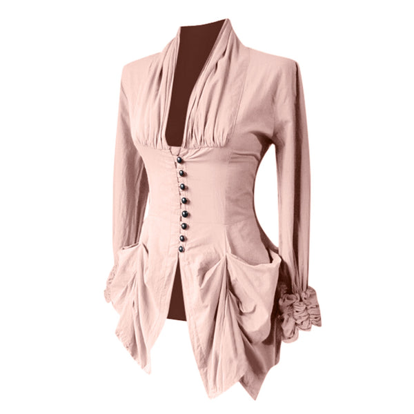 Trendy Gothic Ruffled Medieval Inspired Blouse