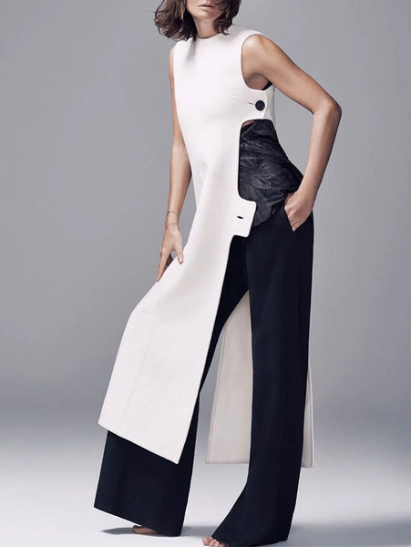 Trendy Sleeveless Slit Maxi Cami Blouse