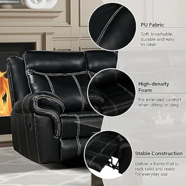 Trendy Faux Leather Sectional Sofa-Manual Recliner with Cup Holder