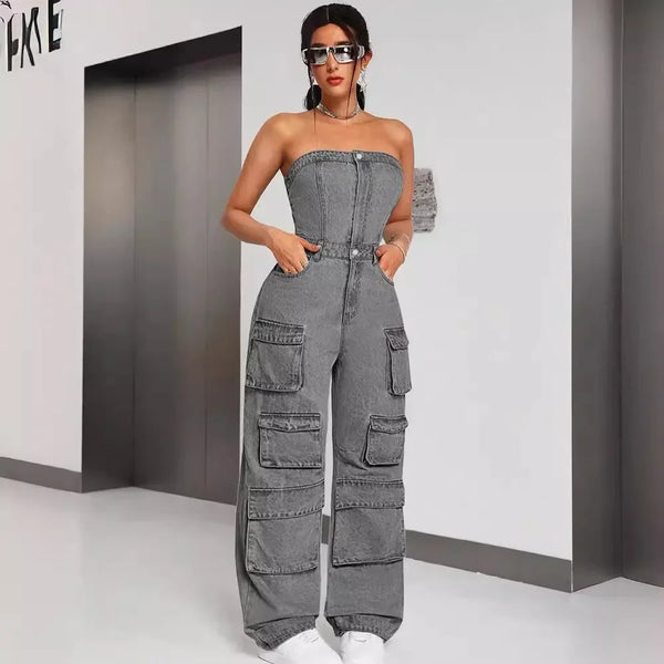 Trendy Loose Overall Huge Pocket Jumpsuit