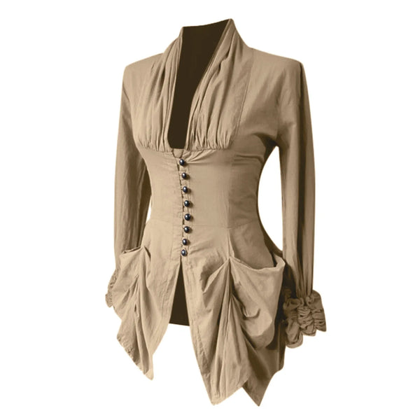 Trendy Gothic Ruffled Medieval Inspired Blouse
